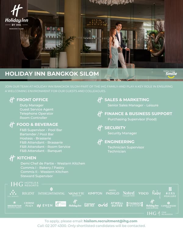 𝗛𝗼𝗹𝗶𝗱𝗮𝘆 𝗜𝗻𝗻 𝗕𝗮𝗻𝗴𝗸𝗼𝗸 𝗦𝗶𝗹𝗼𝗺 - 𝗝𝗼𝗯 𝗩𝗮𝗰𝗮𝗻𝗰𝘆 𝗨𝗽𝗱𝗮𝘁𝗲